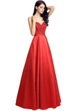 Wonderful Satin Neckline Natural Waistline A-Line Prom Dresses With Beadings