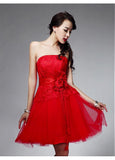 Stunning Lace & Tulle Strapless Neckline Short A-line Homecoming Dress