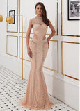 High Collar Sexy Beading Mermaid Evening Dress