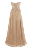 A Line Sweetheart Beaded Lace Up Back Floor Length Evening Dress