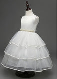 Popular Organza Jewel Neckline Ball Gown Flower Girl Dresses With Beads