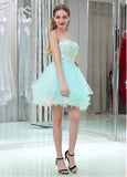Tulle Sweetheart Neckline Short Length Homecoming Dresses With Beaded Lace Appliques
