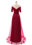 Gorgeous Tulle Off-the-shoulder Neckline A-Line Evening Dresses With Pleats