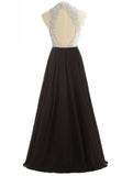 Blue Sequins Keyhole Back Evening Ball Gown Beaded Prom Formal Dresses