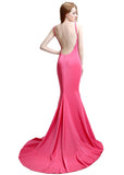 Wonderful Silk Satin Bateau Neckline Exposed Back Floor-length Mermaid Evening Dresses