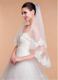 Beautiful Tulle Ivory Wedding Veil With Lace Appliques