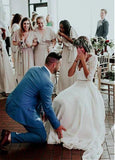 Lace Chiffon V-neck Long Sleeve Two-piece A-line Wedding Dress