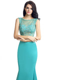 Delicate Tulle & Silk Satin Bateau Neckline Mermaid Formal Dresses With Beadings