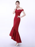 Sheath Off-the-Shoulder Pick-Ups Asymmetry Evening Dress