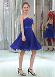 Modern Chiffon Strapless Neckline Short Length A-line Cocktail Dresses With Belt