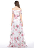 Delicate Organza Allover Off-the-shoulder Neckline Floral A-line Prom Dress