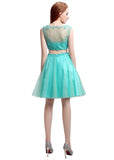 Delicate Tulle Bateau Neckline Knee-length A-line Homecoming Dresses With Beadings