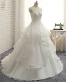 Wedding Dresses 2017 New Fashion Sweetheart Lace Appliques Beading Count Train