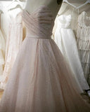 Sequin Sparkle Sweetheart Champagne Tulle Wedding Dress