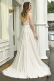 One Shoulder A Line Tulle Appliques Wedding Dress