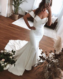 Short Sleeves Off The Shoulder Ruffles  Mermaid Wedding Dress