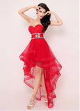 Red Exquisite Silk-like Tulle Sweetheart Neckline Hi-lo A-line Prom Dresses