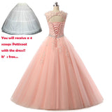 Cap Sleeve Quinceanera Dresses Long Beading Appliques Prom Party Ball Gown Long 2017