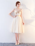 Scoop Tea-Length Prom Dress
