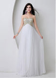 White Bling Tulle Sweetheart Necklien A-Line Prom Dresses With Beadings