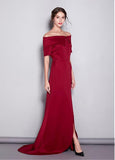 Elegant Off-the-shoulder Red A-line Evening Dress