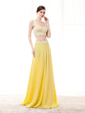 Spaghetti Straps Chiffon Two Piece Prom Dress