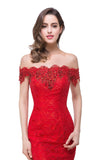 Off Shoulder Lace Long Bridesmaid Maxi Prom Dress