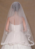 Elegant Tulle Wedding Veil With Lace & Comb