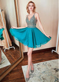 Silk-like Chiffon Spaghetti Straps Short A-line Homecoming Dress