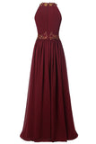 Beaded Long Chiffon Jewel Prom Evening Dress