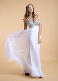 Fabulous Chiffon V-neck Neckline Floor Length A-line Prom Dress With Beadings