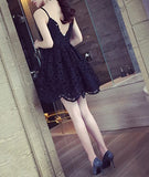 Spaghetti Straps Backless Short Homecoming Dress With Keyhole