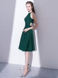 Green Halter Knee-Length Homecoming Dress