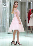 Tulle & Lace Jewel Neckline Knee-length A-line Homecoming Dresses With Beadings