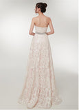 Lace Sweetheart Champagne Beading A-line Prom Dress