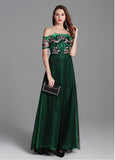 Fashionable Lace Off-the-shoulder Embroidery Prom Formal Dress