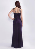 Cotton Spaghetti Straps Grape Mermaid Evening Dress