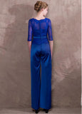 Jumpsuit Acetate Royal Satin & Lace Jewel Evening Dress