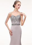 Bowknot Spaghetti Straps Long Champagne Mermaid Evening Dress