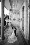 White Long Sleeve Lace Off The Shoulder Wedding Dress