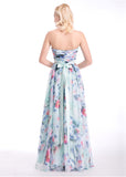 Attractive Floral Chiffon Sweetheart Neckline A-Line Prom Dresses