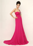 Exquisite Chiffon One-Shoulder Neckline Sheath Prom Dresses With Beading