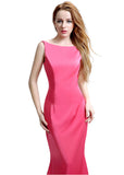 Wonderful Silk Satin Bateau Neckline Exposed Back Floor-length Mermaid Evening Dresses