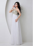White Bling Tulle Sweetheart Necklien A-Line Prom Dresses With Beadings