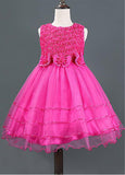 Amazing Tulle Jewel Neckline Ball Gown Flower Girl Dresses With Handmade Flowers