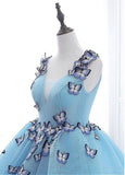 Ball Gown Prom Dresses With Embroidery Butterflies