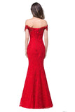 Off Shoulder Lace Long Bridesmaid Maxi Prom Dress