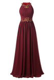 Beaded Long Chiffon Jewel Prom Evening Dress