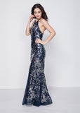 Marvelous Sequins Halter Neckline Sheath Evening Dress