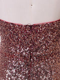 Halter Short Burgundy Sequined Homecoming Dress